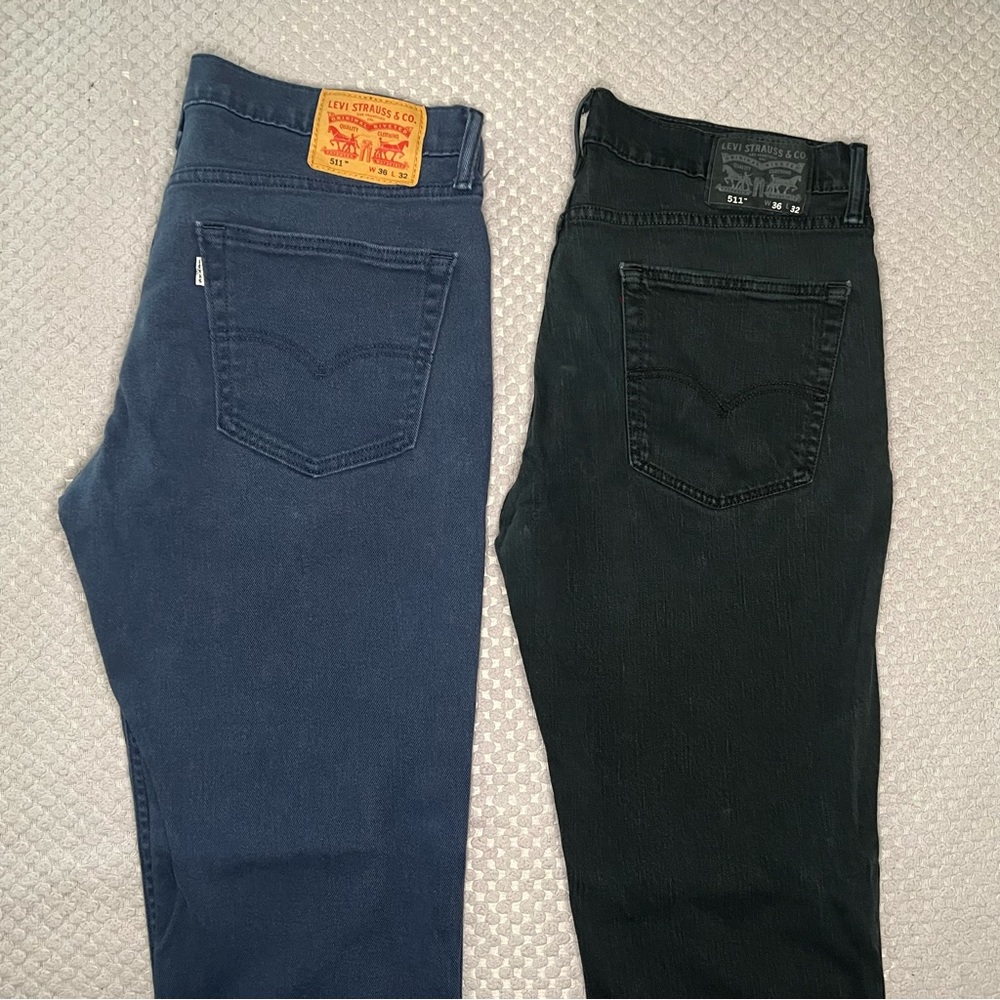 Levi's Bundle 2 Pairs of 511 Slim Fit Cotton Blend Stretch Jeans, 1 Blue 1 Black